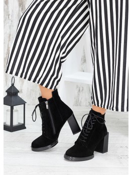 Черевики ботильйони жіночі замшеві чорні Леона 7165-28