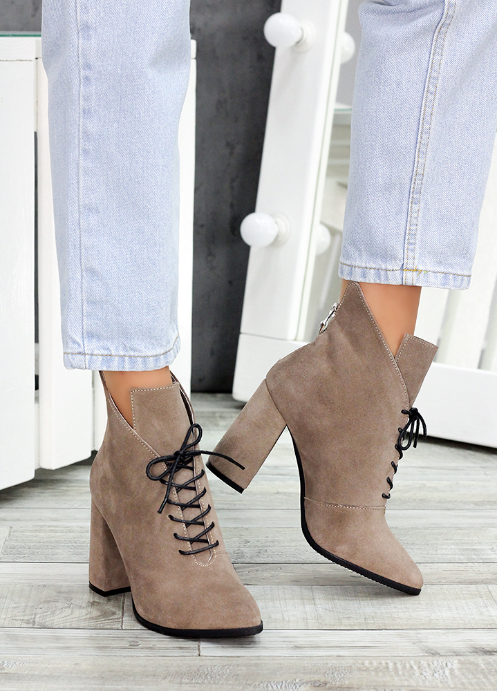 Ботинки ботильоны женские замшевые латте Женева 7189-28