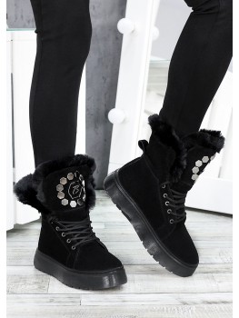 Ботинки женские замшевые черные Фиона 7530-28