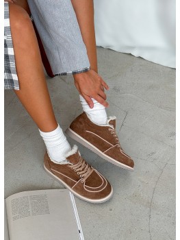 Кроссовки женские зимние BAREFOOT замша brown 8221-28