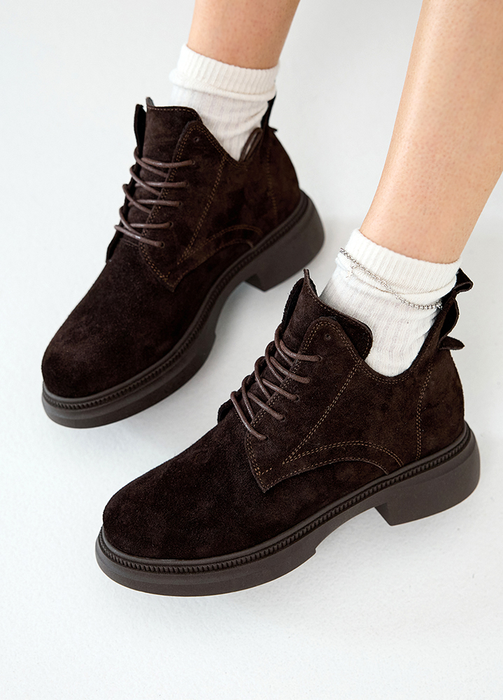Черевики короткі жіночі замшеві коричневі 8544-28