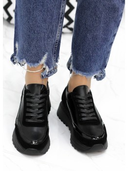 Кроссовки женские кожаные к.+з черные LOLA 7831-28 Кроссовки женские кожаные к.+з черные LOLA 7831-28