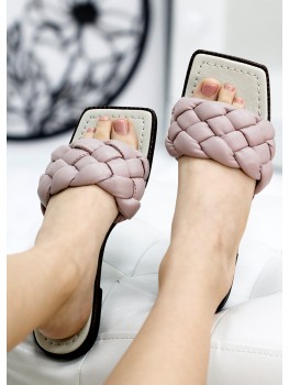 Шлепанцы кожаные пудра 7734-28