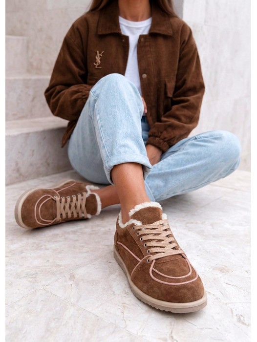 Кросівки жіночі зимові BAREFOOT замша brown 8221-28