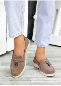 Туфли лоферы женские замшевые кофе Wendy 7492-28