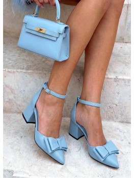 Туфли BANT на маленьком каблуке голубая кожа 8636-28