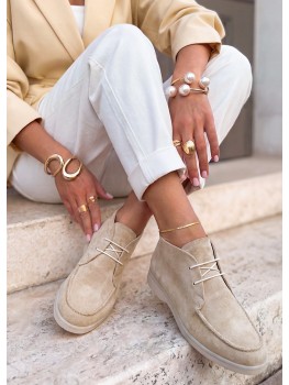 Черевики лофери жіночі беж замша LORO 8662-28