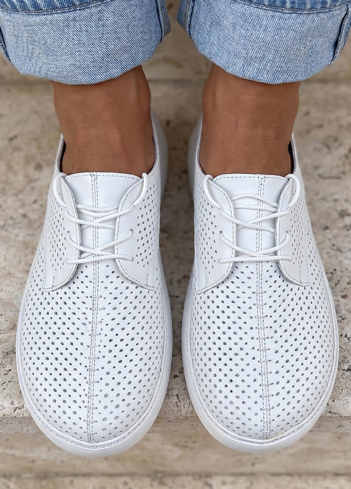Туфлі Barefoot шкіряні білі з перфорацією літні 8681-28 Туфлі Barefoot шкіряні білі з перфорацією літні 8681-28