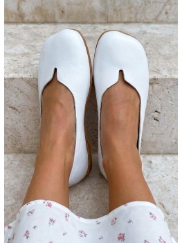 Туфлі балетки білі Barefoot шкіряні 8696-28 Туфлі балетки білі Barefoot шкіряні 8696-28