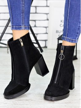 Ботинки ботильоны женские замшевые черные Kristi 7162-28