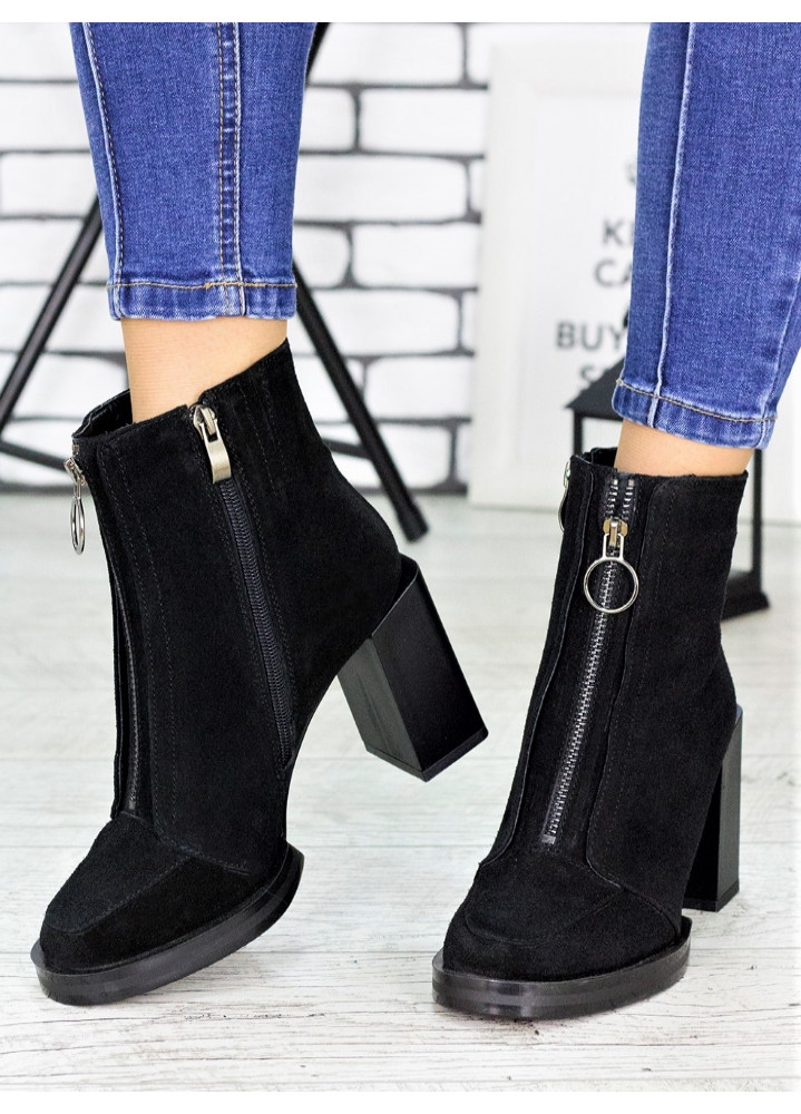 Ботинки ботильоны женские замшевые черные Kristi 7162-28